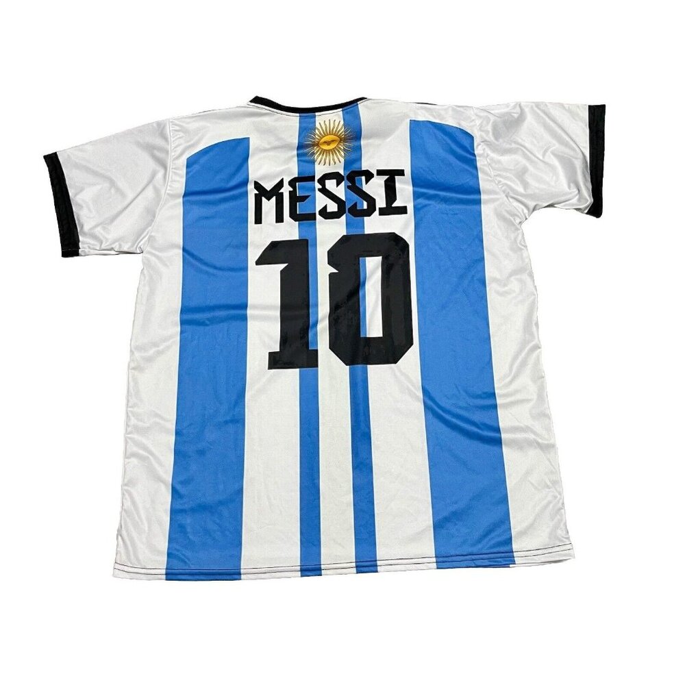 Argentina Home Blue & White Soccer Jersey Messi #10 - Mens Large (Unbranded)